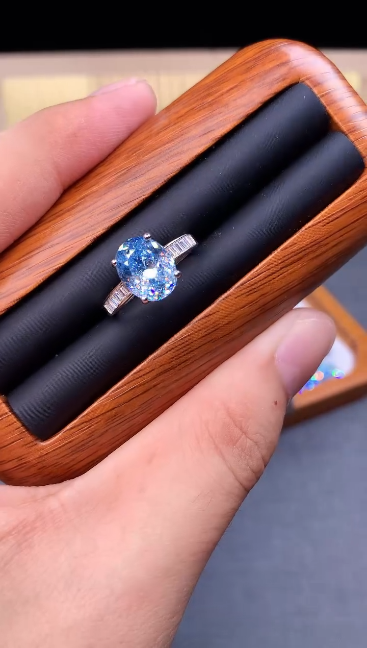 海蓝宝石戒指银S925镶嵌7865