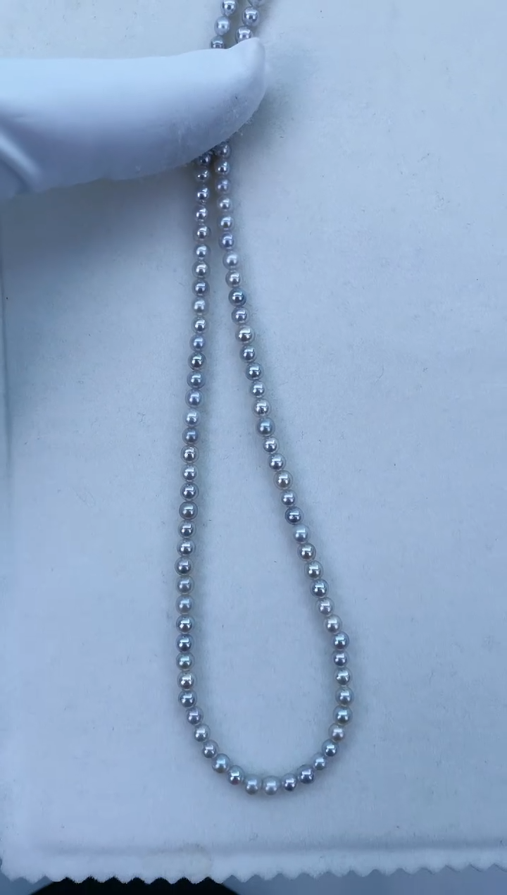 【闪购商品】海水珍珠项链银S925镶嵌akoya项链   3.5-4.0