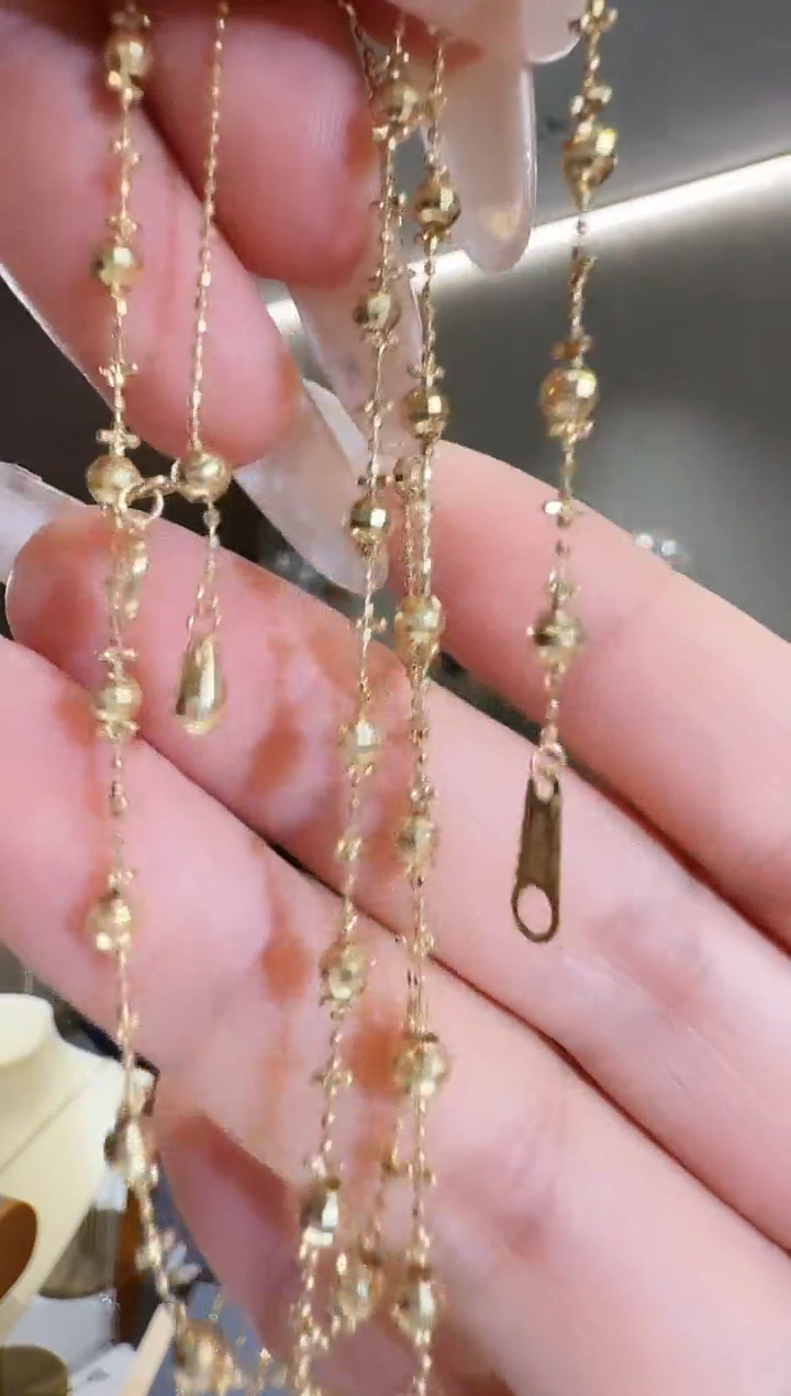 18K金颈饰仙女链  K黄  50CM