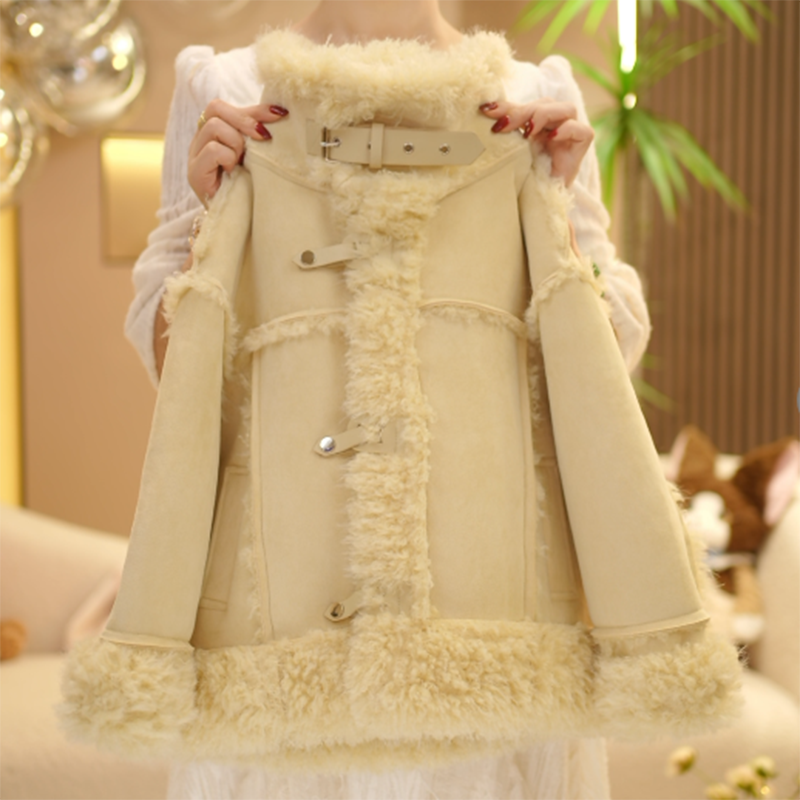 【米小洛】2025冬季新款儿童加绒加厚韩版百搭时尚保暖毛毛外套