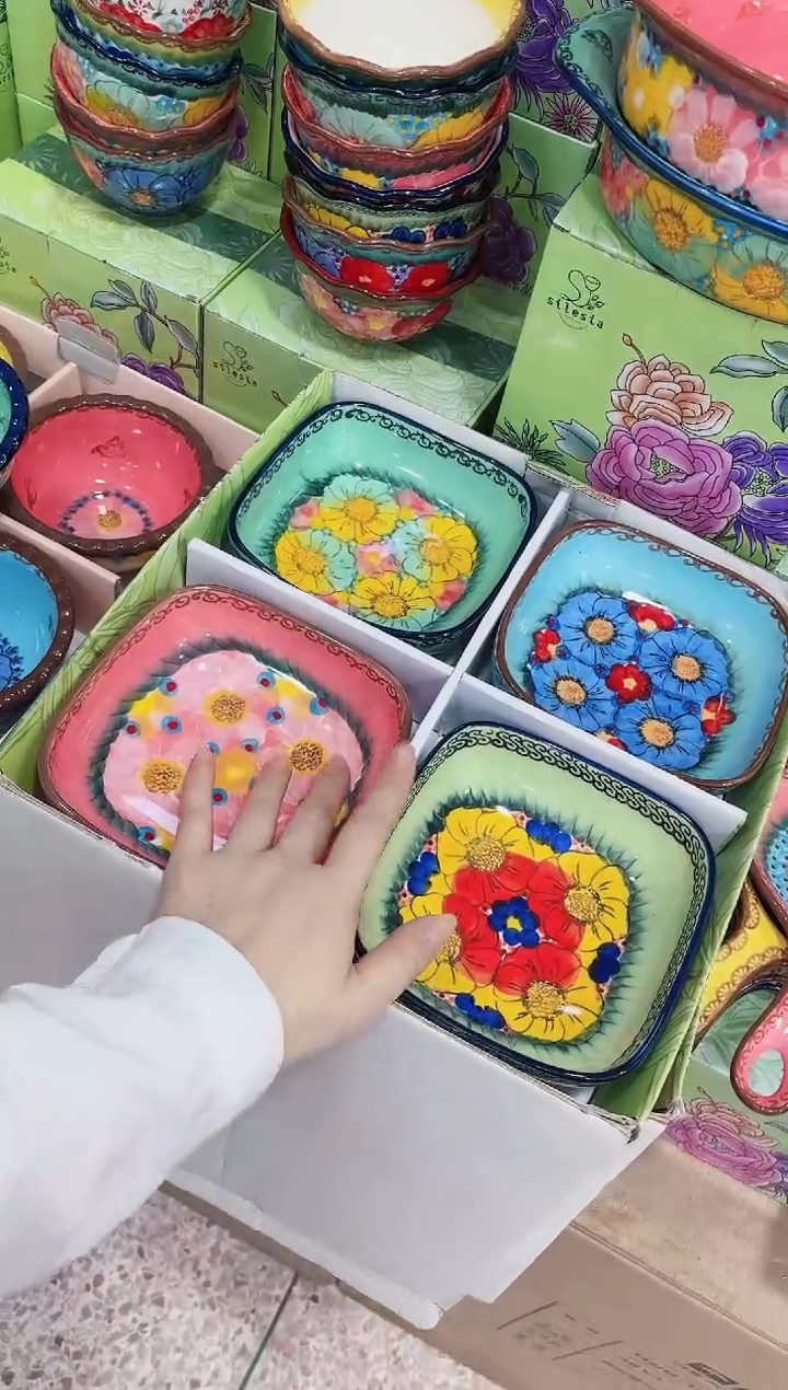 瓷四方深碟四个（碧海+莫妮+樱花+蓝）