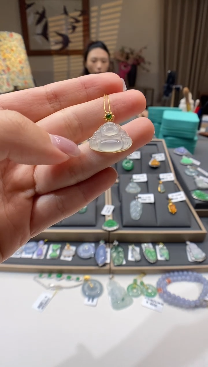 【闪购商品】翡翠颈饰18K金镶嵌佛公