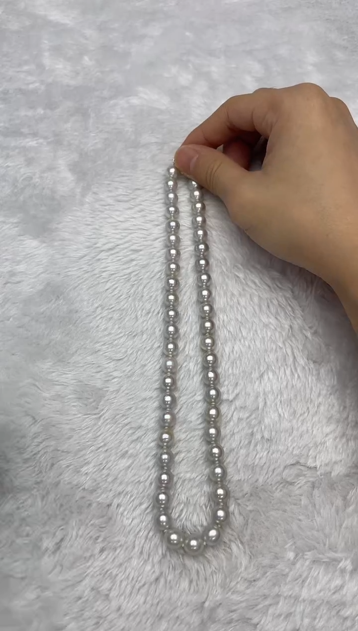 项链银S925镶嵌海水珍珠AK真多麻8.5-9mm