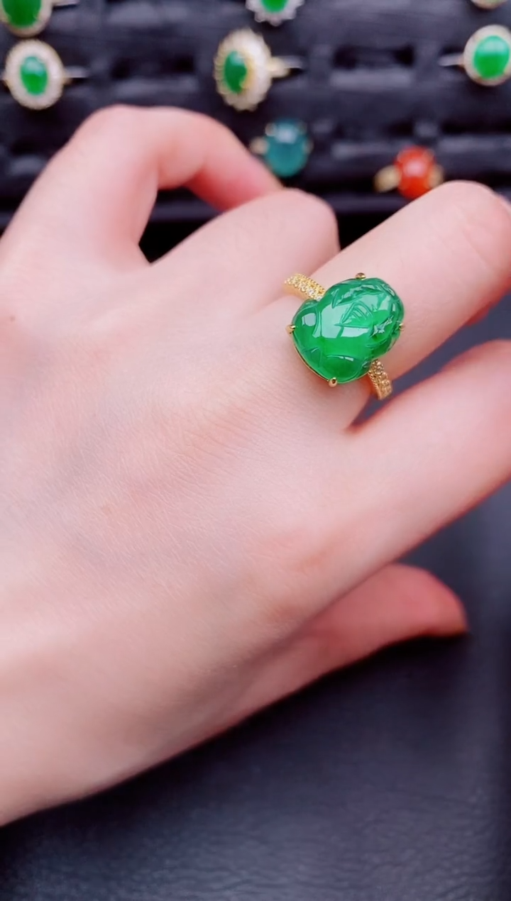 【闪购商品】翡翠戒指银S925镶嵌天然a货翡翠211