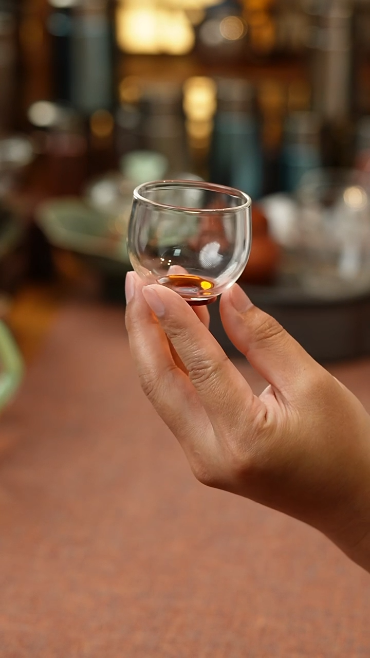 暗香疏影/圆融杯/手工彩璃窨底/琥珀