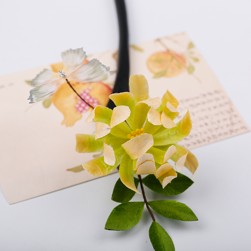 如梦笙嫣3324（初初专属链接）非遗绒花丝绒蚕丝汉服发饰（默认发簪）