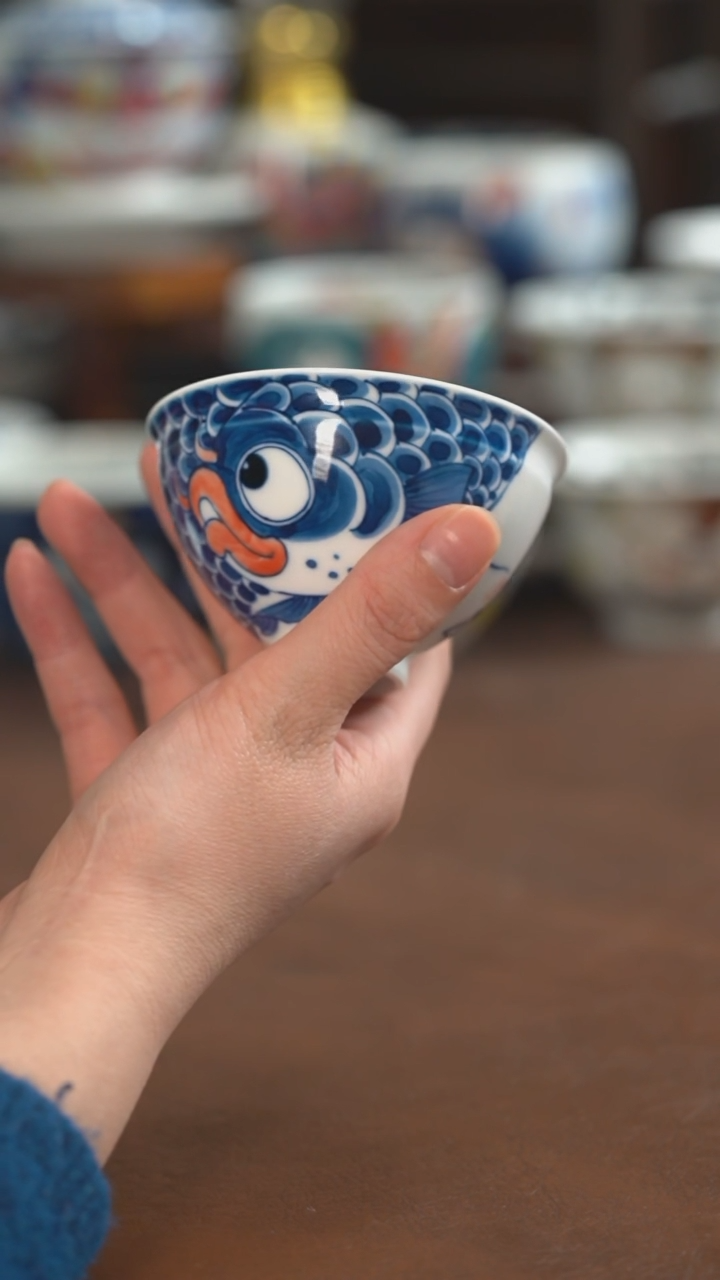 【闪购商品】昨明  陶瓷 （活动福利价）蓝鱼鸡心杯