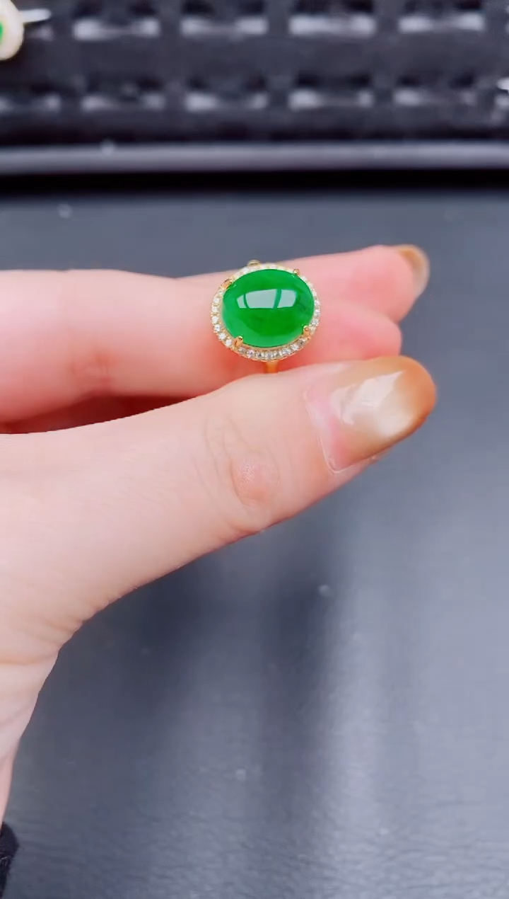 【闪购商品】翡翠戒指银S925镶嵌天然a货翡翠369