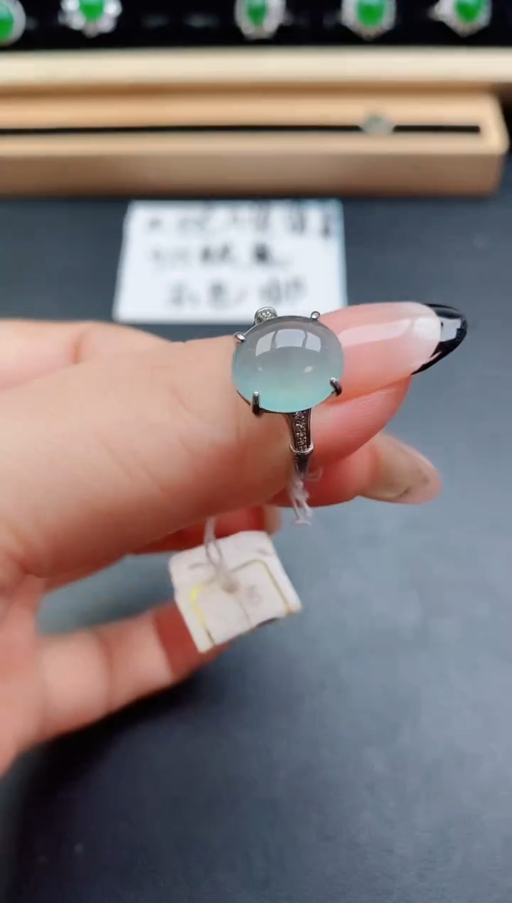 翡翠戒指银S925镶嵌50800