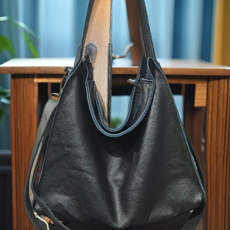 2025百搭宽肩带单肩斜挎头慵懒风头层牛皮时尚休闲简约真皮轻奢