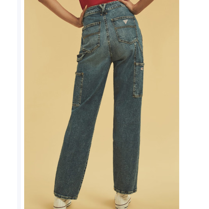 GUESS 女工装风通勤口袋牛仔裤-W1GA11R4AS0