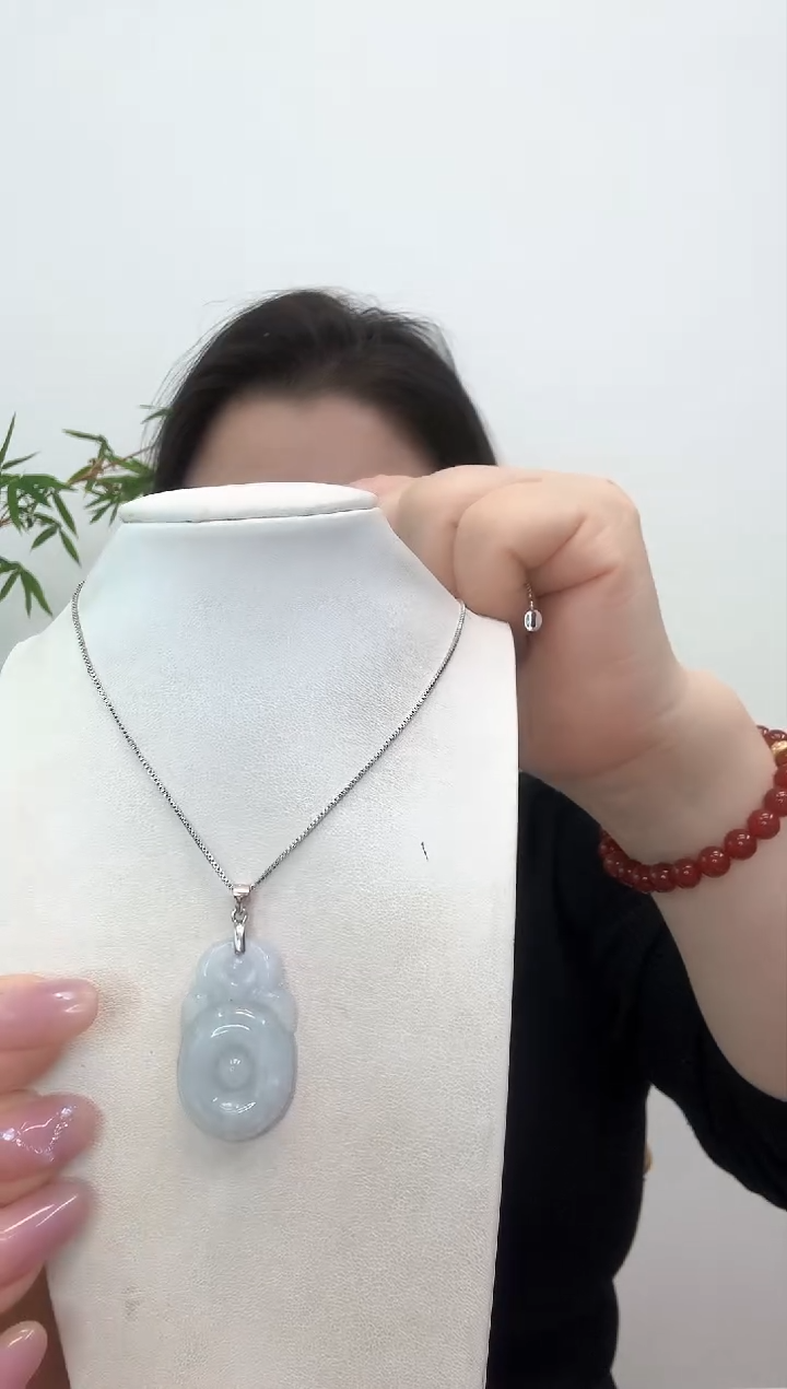 【闪购商品】翡翠颈饰银S925镶嵌福贝赠合金链