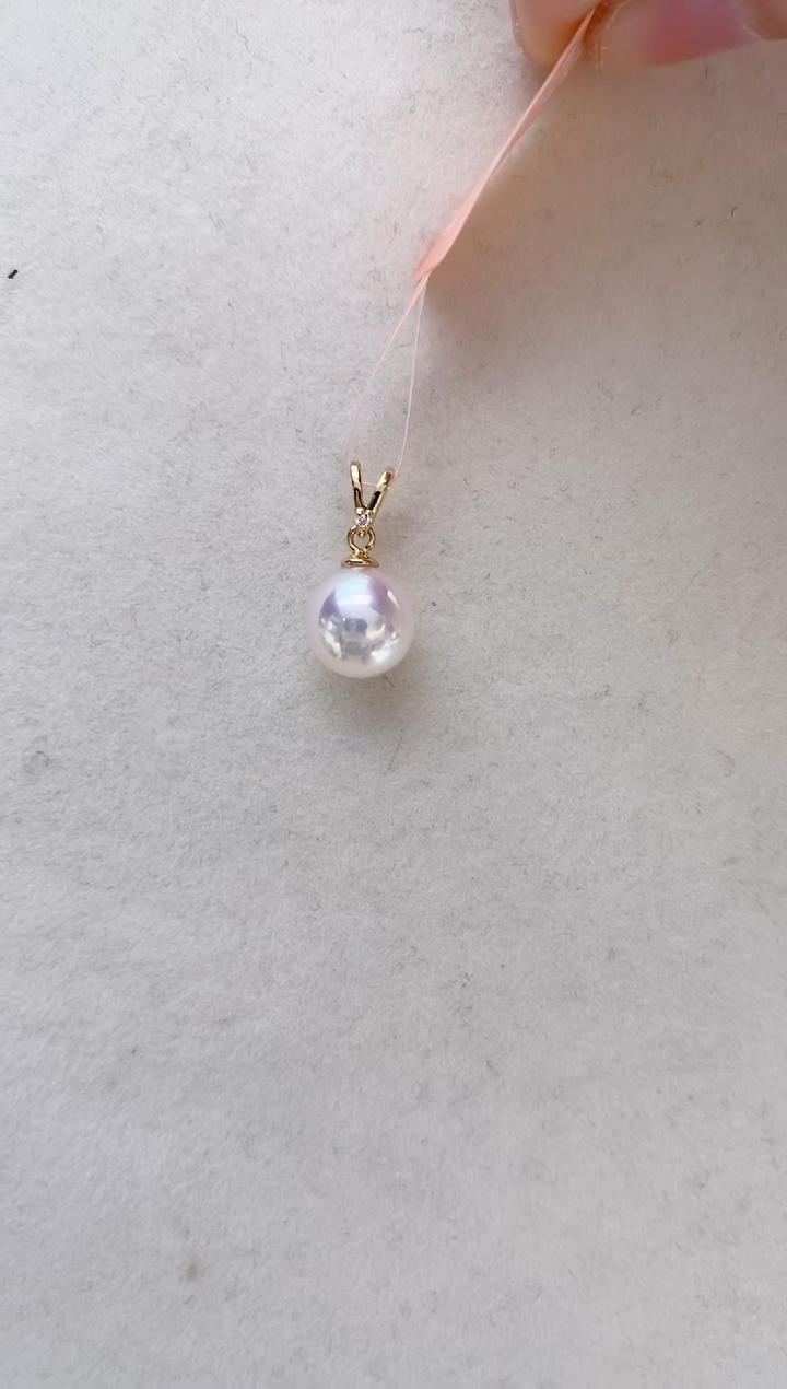 【闪购商品】海水珍珠吊坠(不含链)18K金镶嵌8-8.5特选天女兔子吊坠