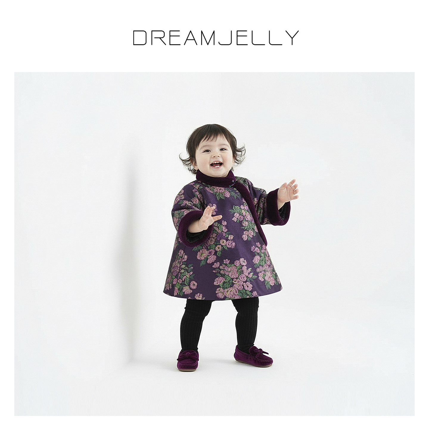 Dreamjelly女童高级显贵提花刺绣A字版新中式旗袍裙新年拜年服