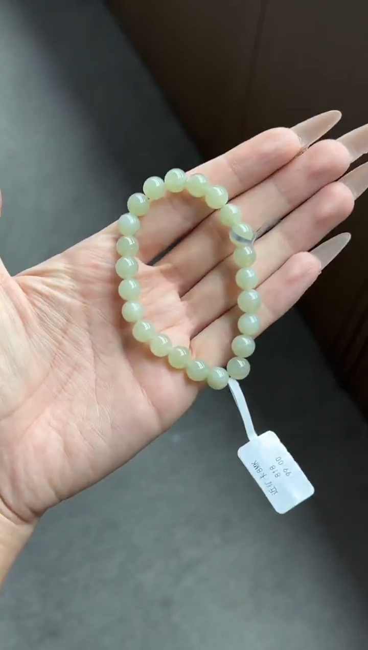 未镶嵌手串和田玉且末近矿微色差卡8