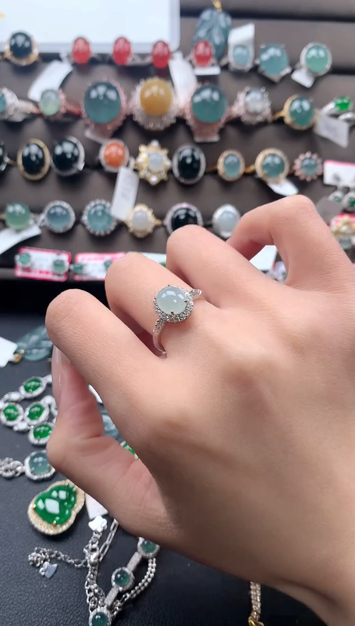 【闪购商品】翡翠戒指银S925镶嵌4324234
