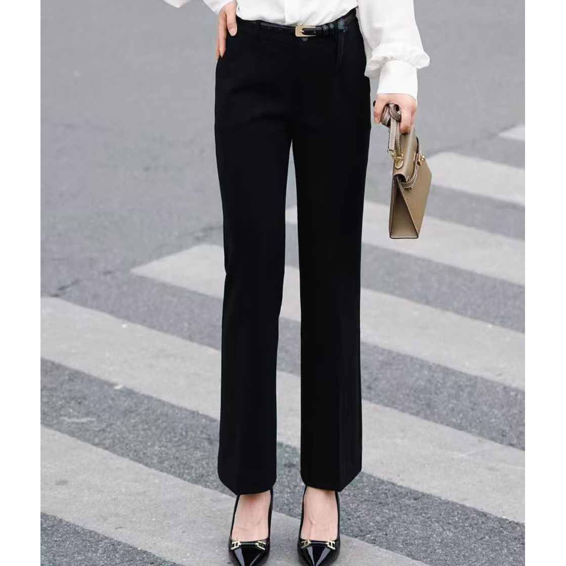 GIRDEAR/哥弟110055新款春秋显瘦休闲时尚百搭通勤西装直筒微喇裤