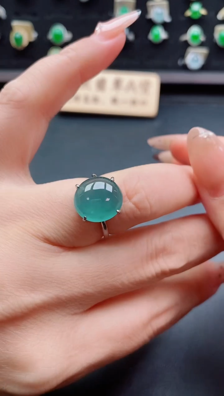 银S925镶嵌戒指翡翠1