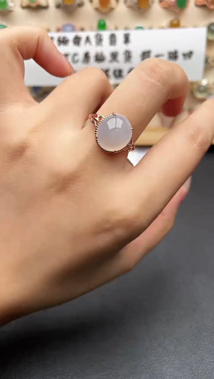 银S925镶嵌戒指翡翠一物一证一礼盒