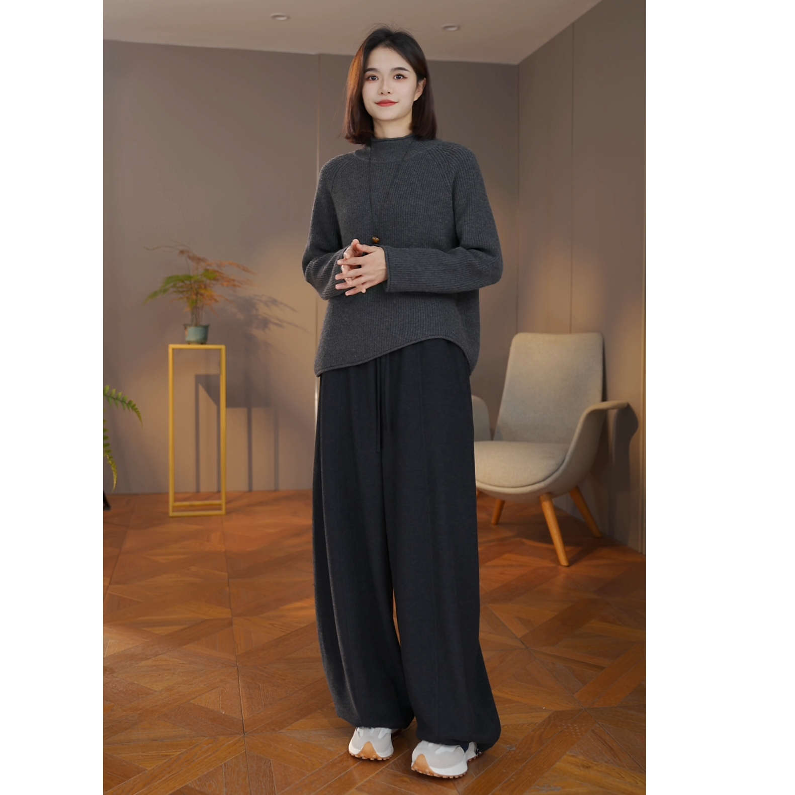 2025新款原创设计秋冬款高腰通勤时尚显瘦束脚裤百搭休闲简约