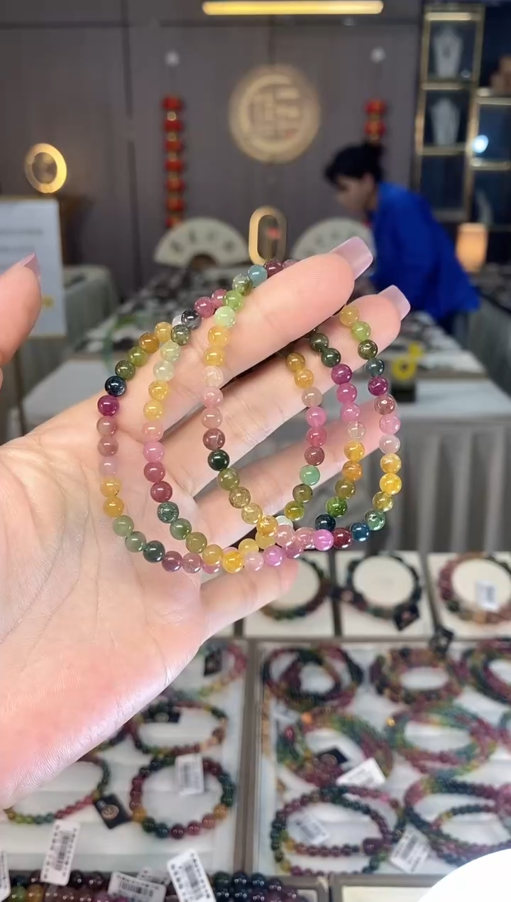 未镶嵌老矿碧玺彩虹单圈手串5mm+碧玺多样性发货一条hon