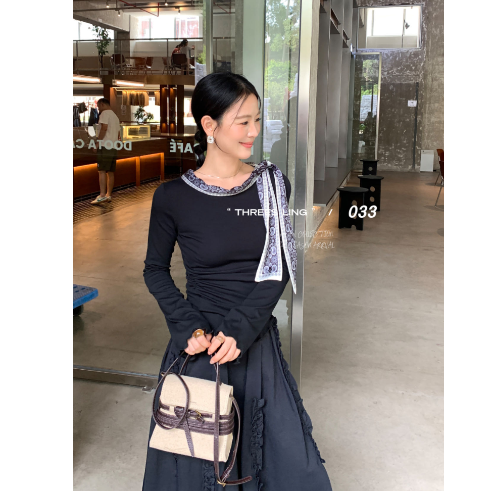 鑫燃KIKI 莱赛尔时尚设计感拼接上衣 q047 033