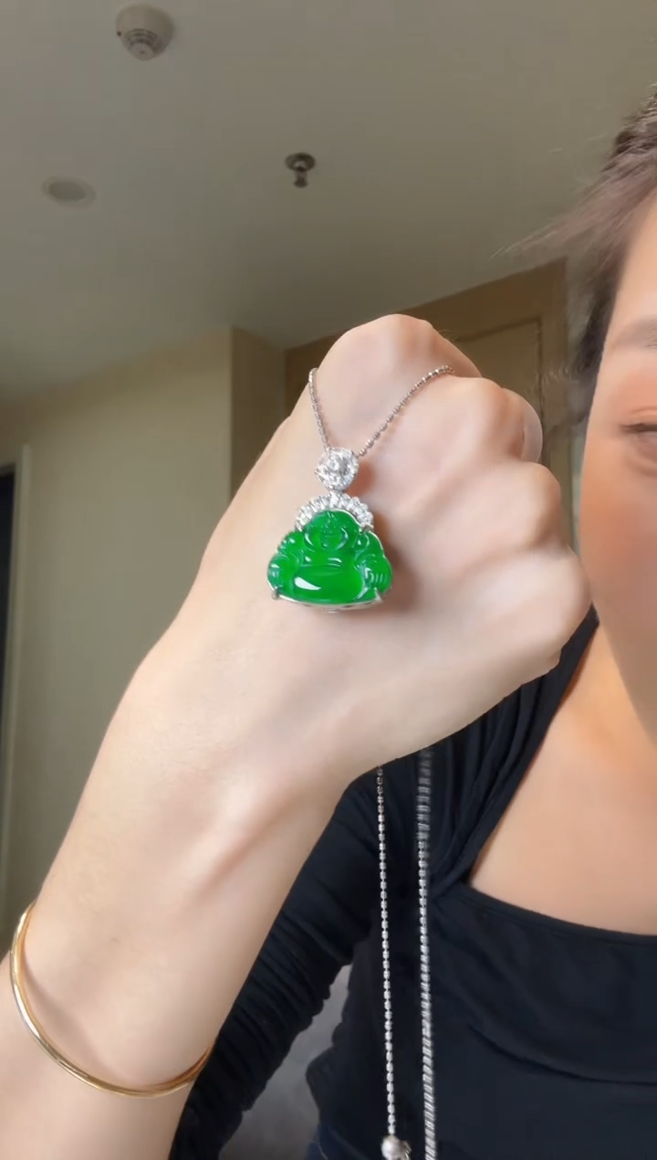 翡翠银S925镶嵌吊坠(不含链)天然翡翠吊坠3