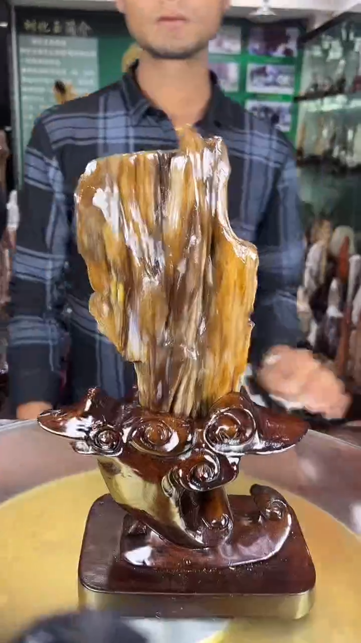 缅甸天然树化玉精品摆件