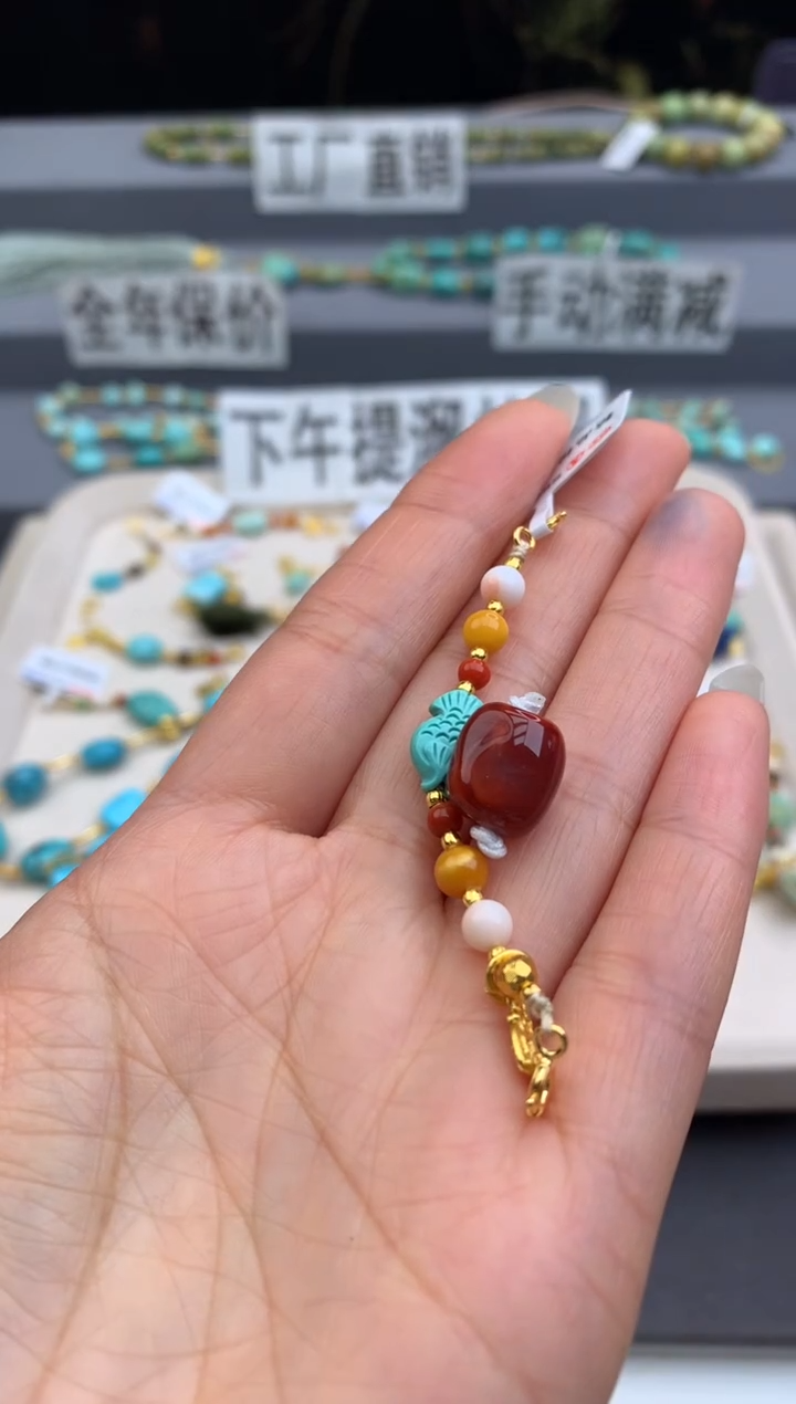 银S925镶嵌提溜南红玛瑙茜.E65