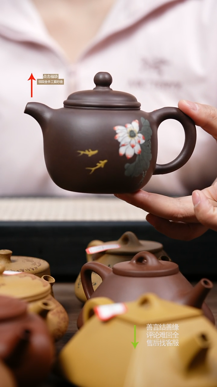 【闪购商品】紫砂茶壶ZX紫泥匏尊 泥绘