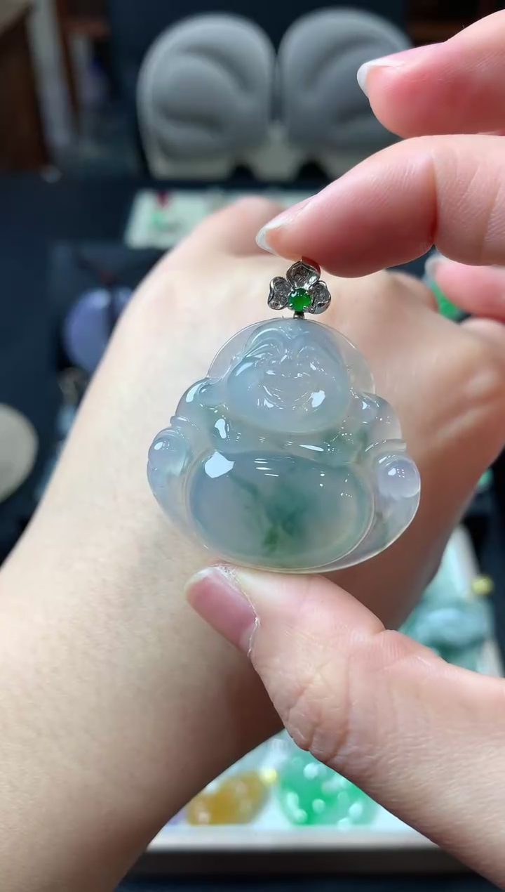 【闪购商品】翡翠吊坠(不含链)18K金镶嵌挂件