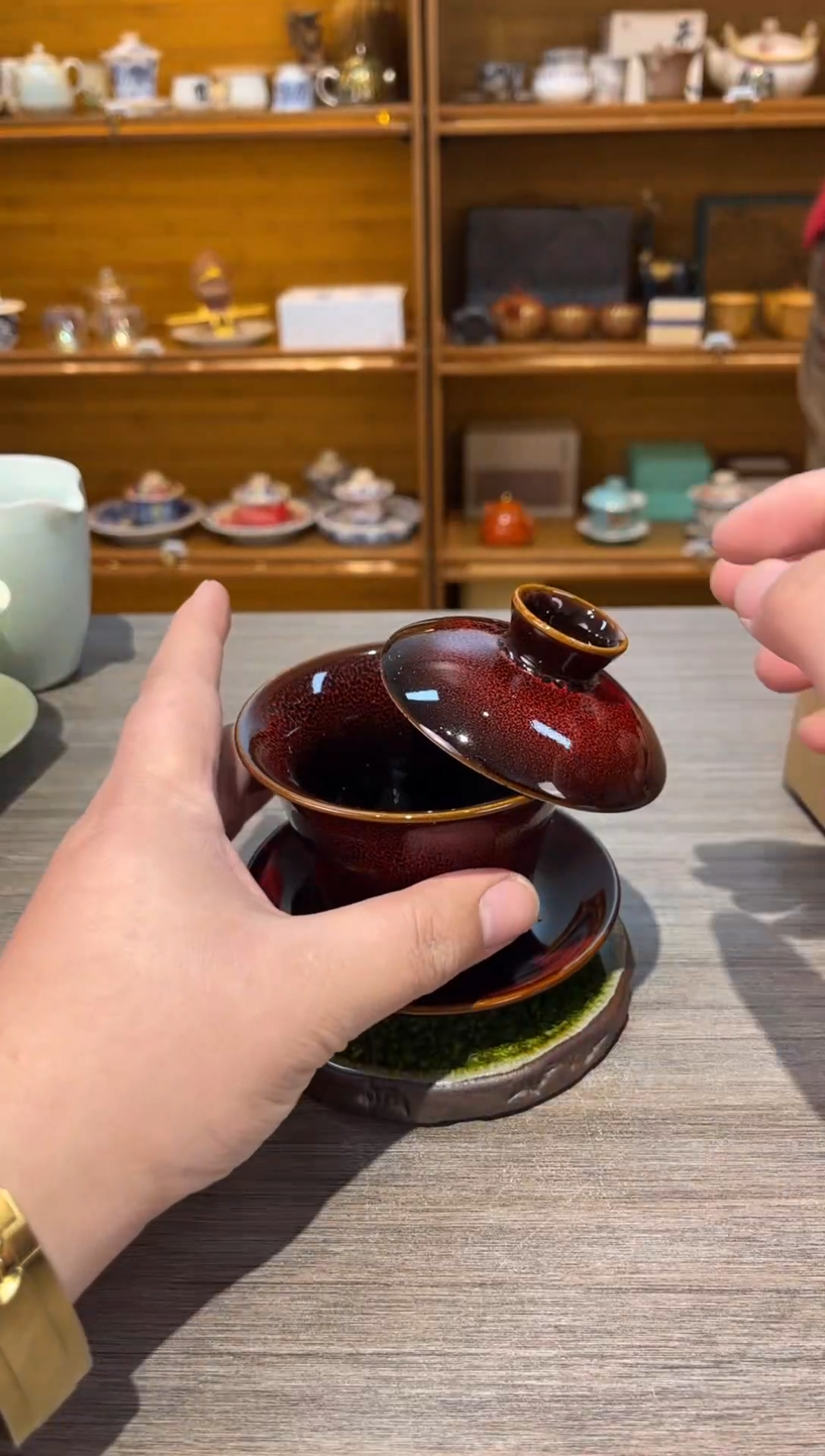 【闪购商品】枣红窑变盖碗茶具茶具