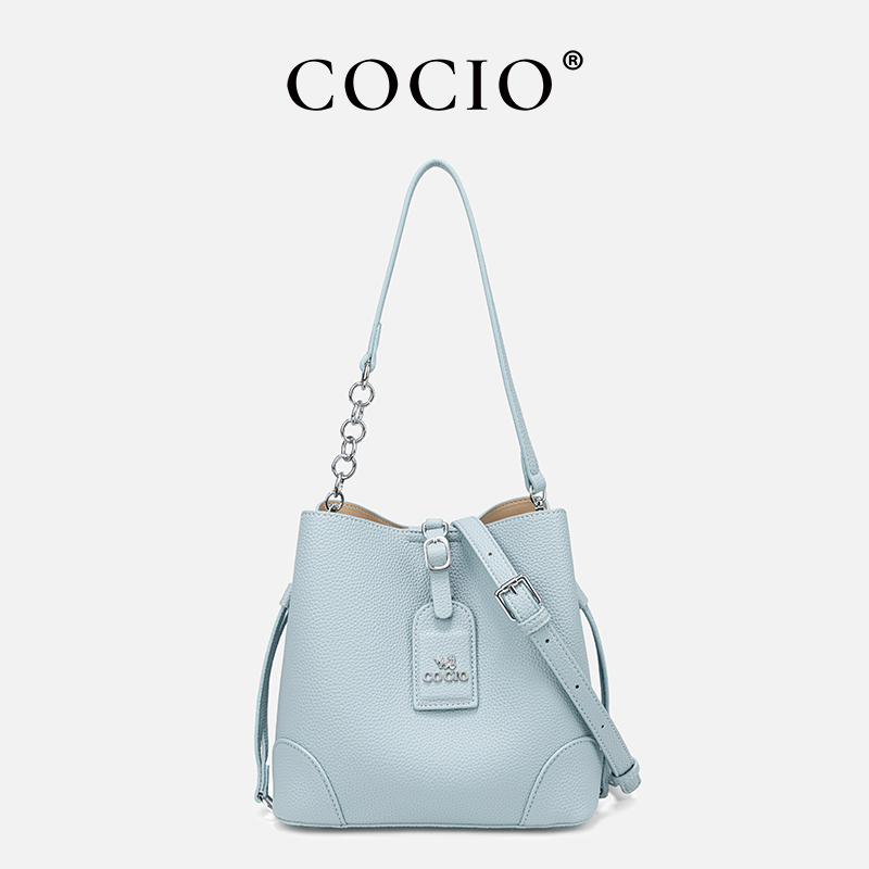 COCIO轻奢时尚荔枝纹水桶包单肩斜挎包CC055