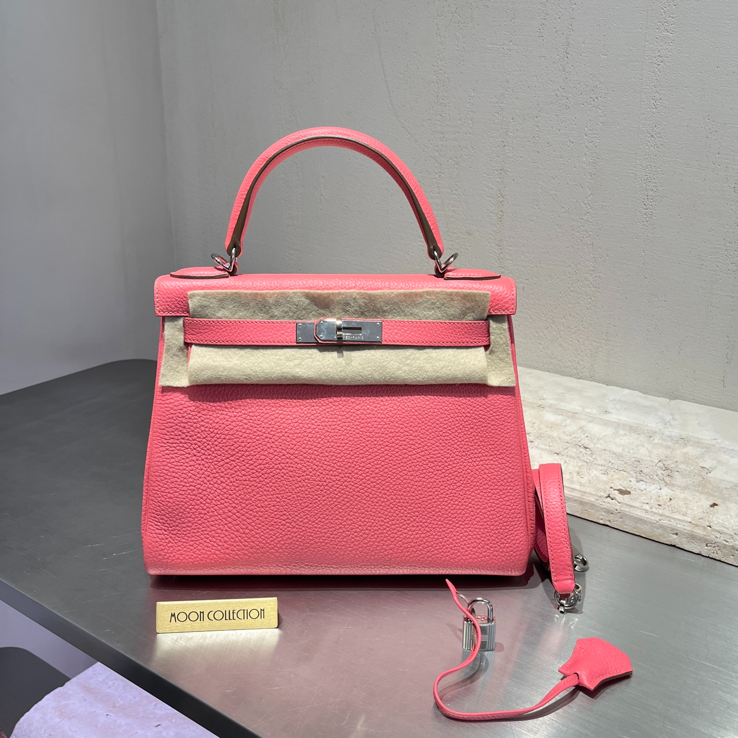 95新 Hermes/爱马仕 二手 Kelly28 u5唇膏粉 togo 银扣Q刻