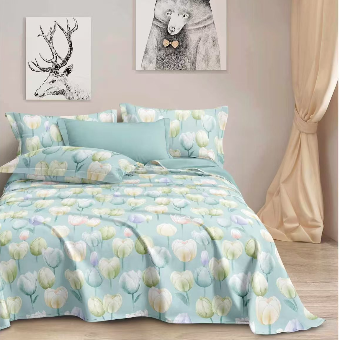 【山东老粗布】软凉席老粗布双人床单亲肤耐用-醉美郁金香