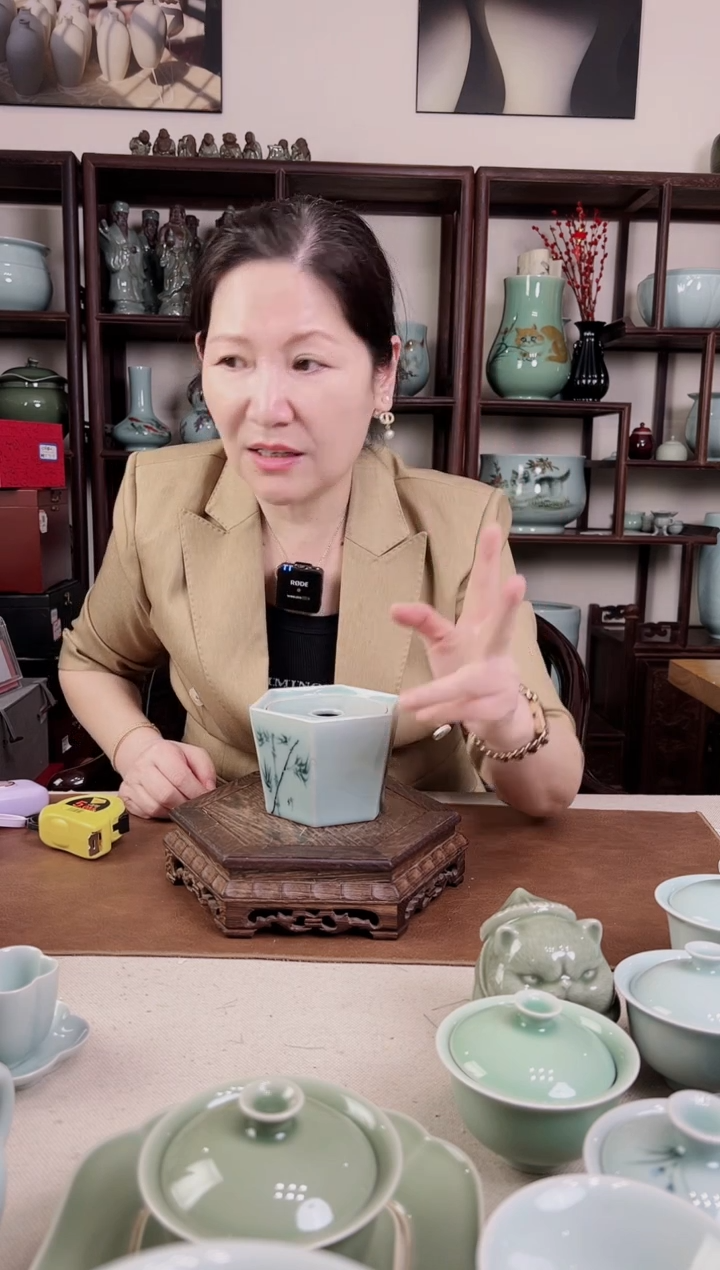 杯釉中彩 六方 建水（梅兰竹）