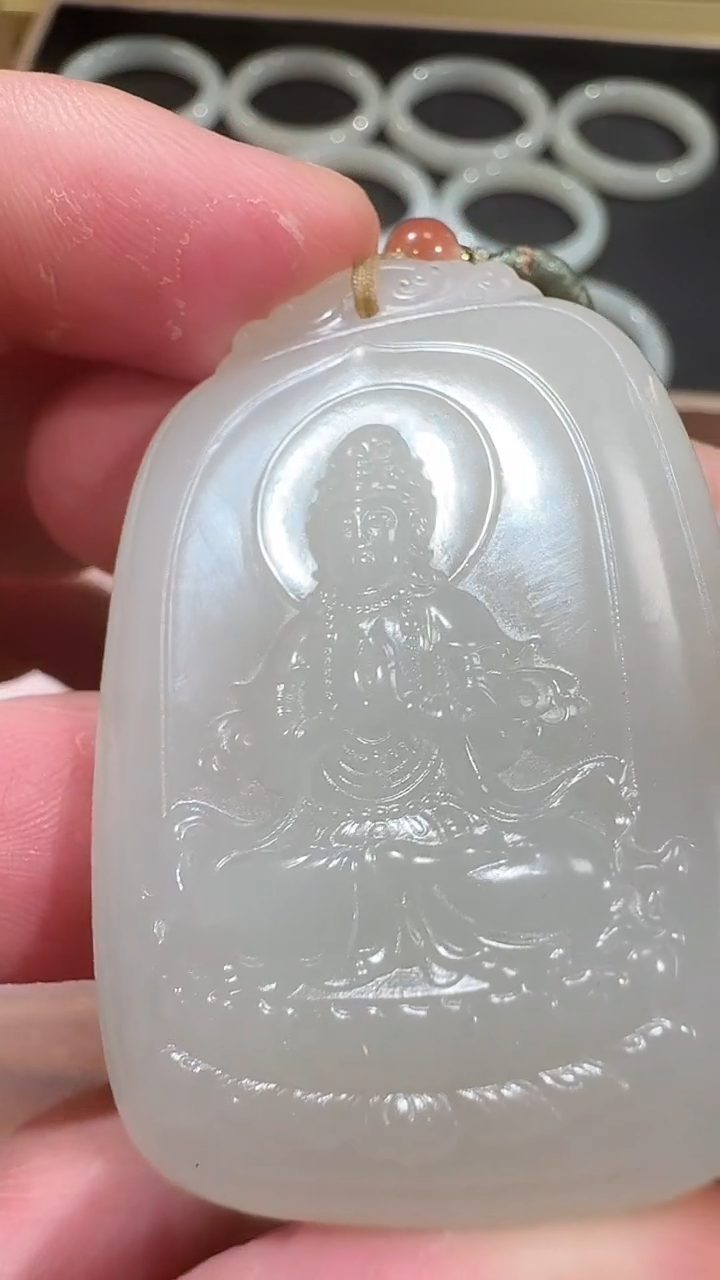 【闪购商品】和田玉吊坠未镶嵌0612白玉坐莲观音双手合十