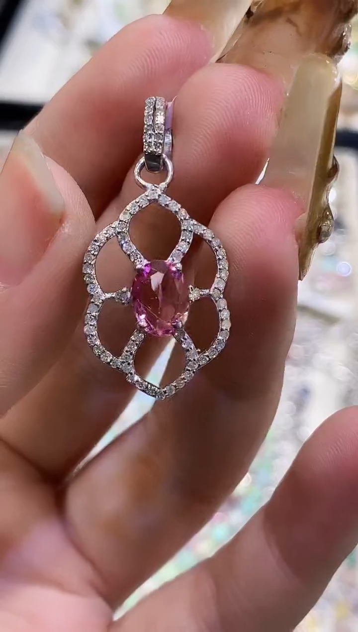 吊坠(不含链)银S925镶嵌碧玺楚楚珠宝中古甄选不退换