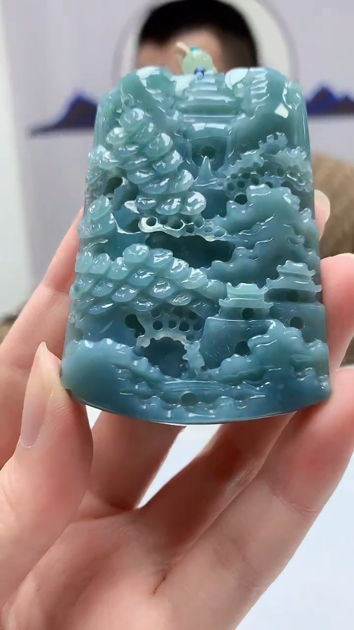 【闪购商品】定制翡翠未镶嵌4812zm-毛货挂件山水63