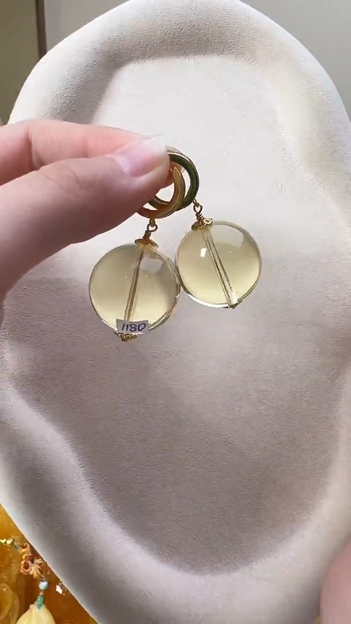 琥珀未镶嵌耳饰耳环