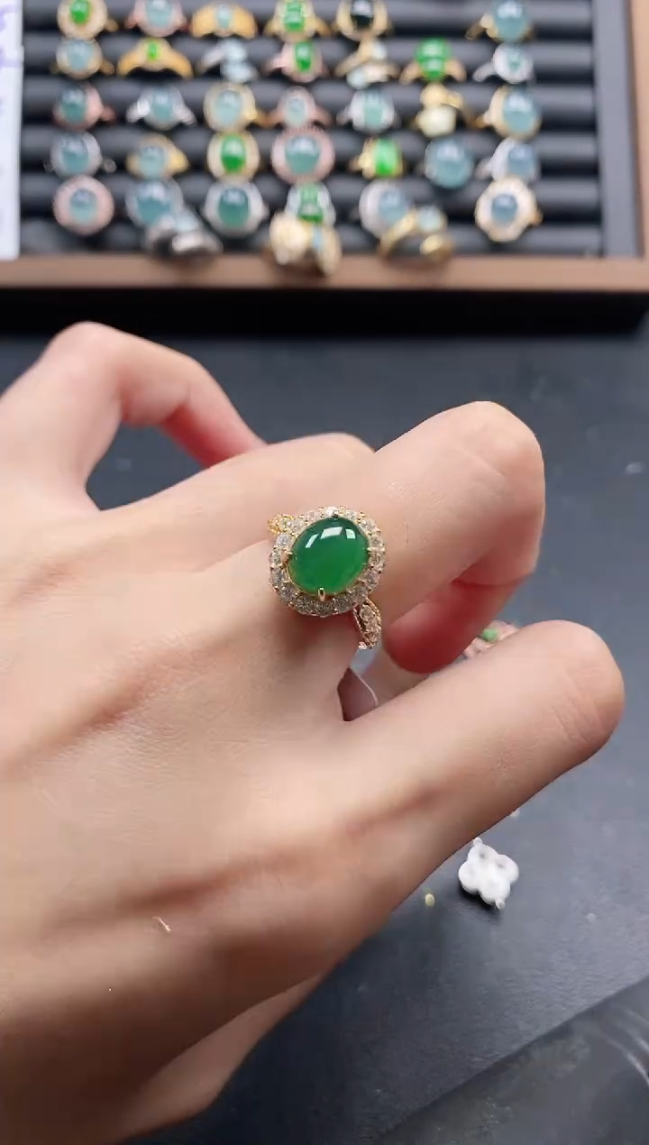 银S925镶嵌戒指翡翠5111