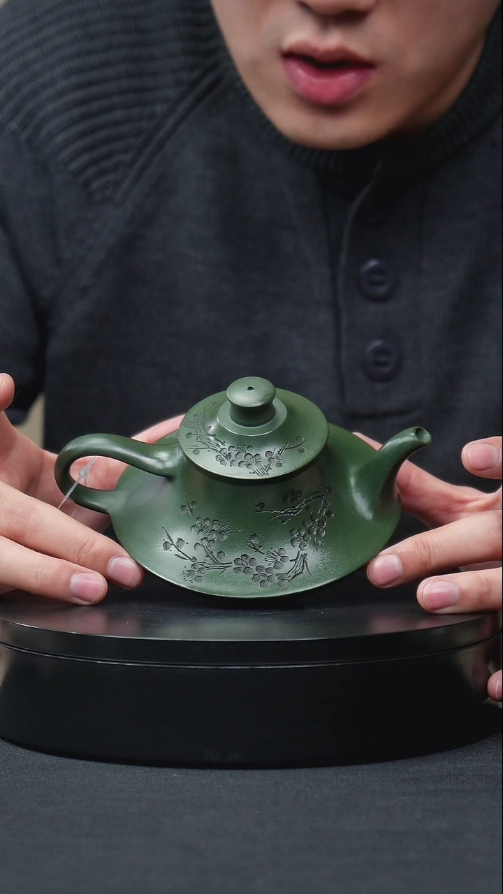 【闪购商品】紫砂茶壶民国绿刻绘云炉壶手工紫砂壶