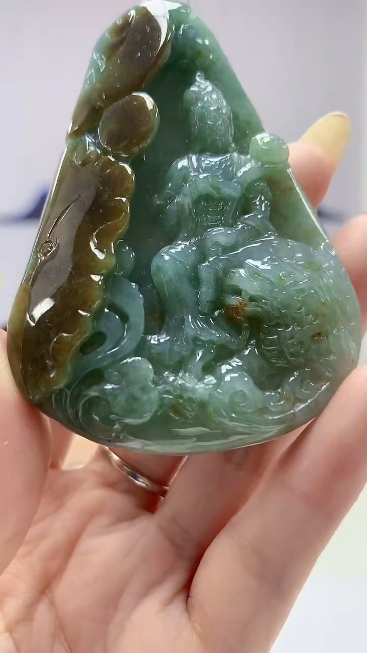 【闪购商品】定制翡翠未镶嵌4902DD-毛货挂件46