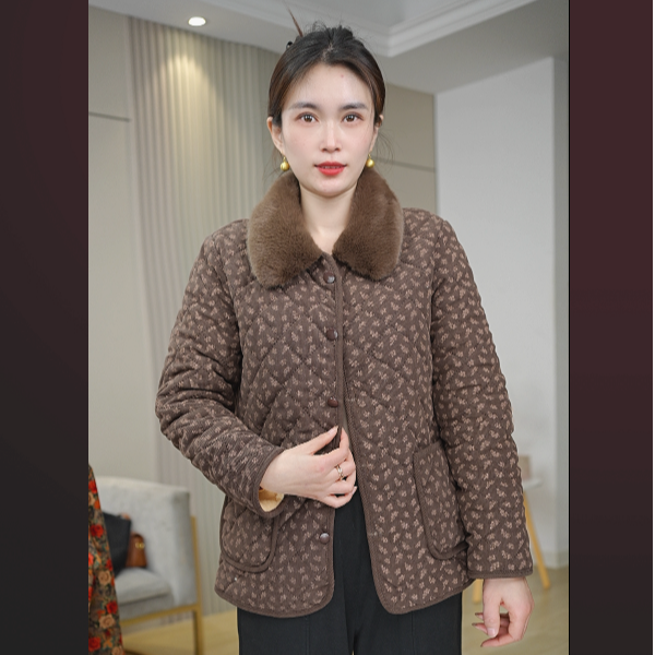 时尚妈妈装小棉衣外套上衣加绒加厚1228