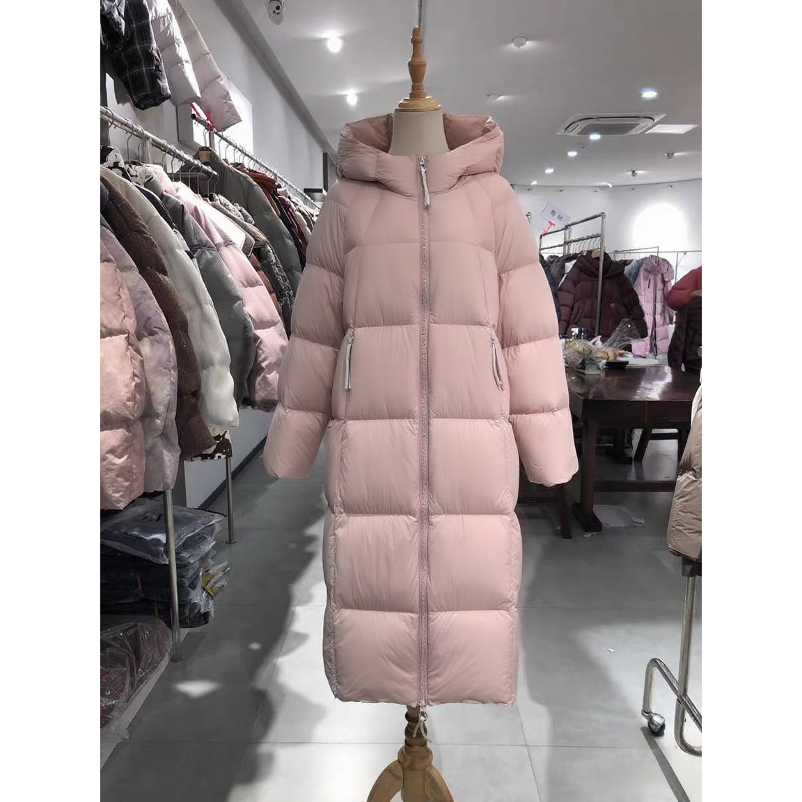 贝贝款超软泡芙长款棉服女2025年冬季新款ins连帽加厚外套