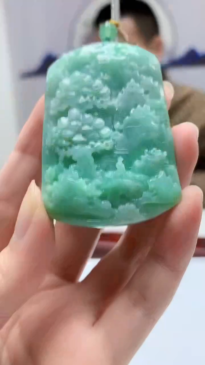 【闪购商品】定制翡翠未镶嵌4812zm-毛货挂件山水99