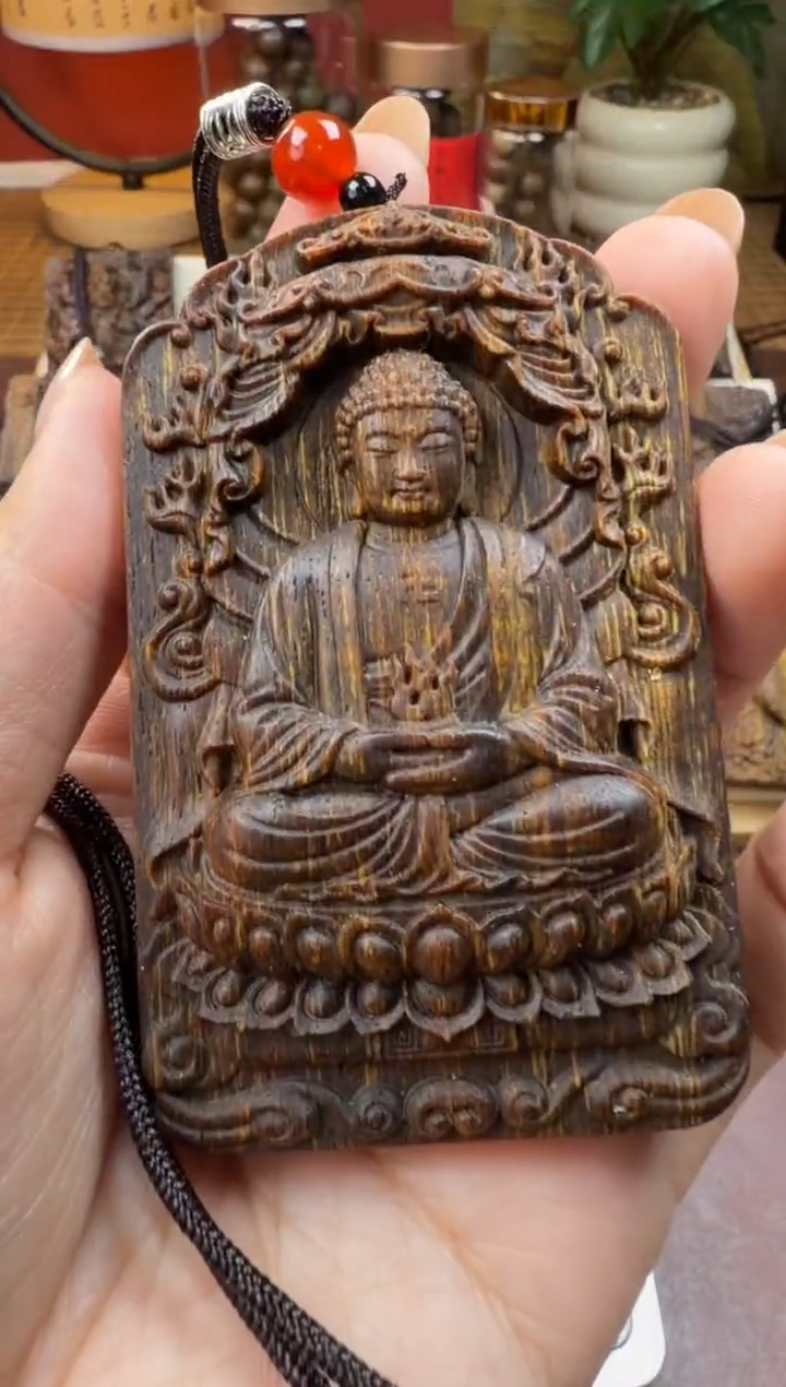 木木雕款 芽庄 十二生肖守护 羊猴   大日如来 8cm 送养香瓶