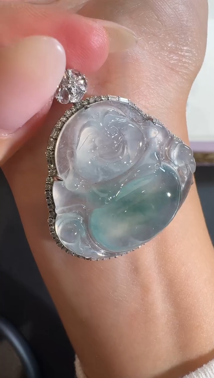 【闪购商品】翡翠吊坠(不含链)18K金镶嵌【源头工厂】钻石镶嵌