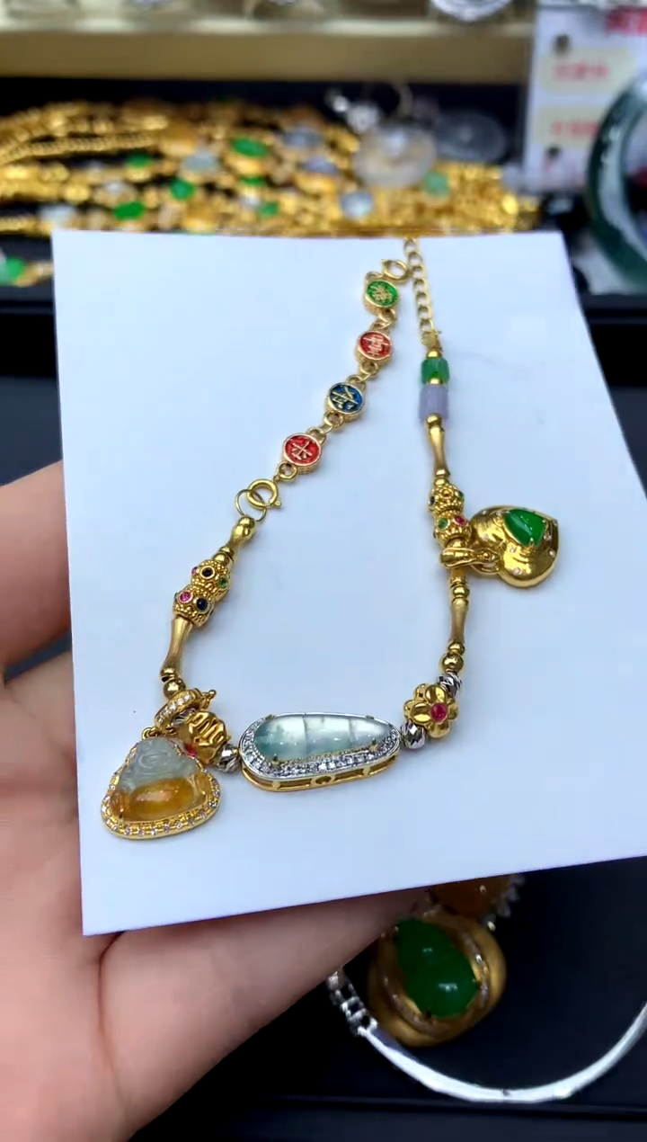 18K金镶嵌手链翡翠365 -中国好珍宝