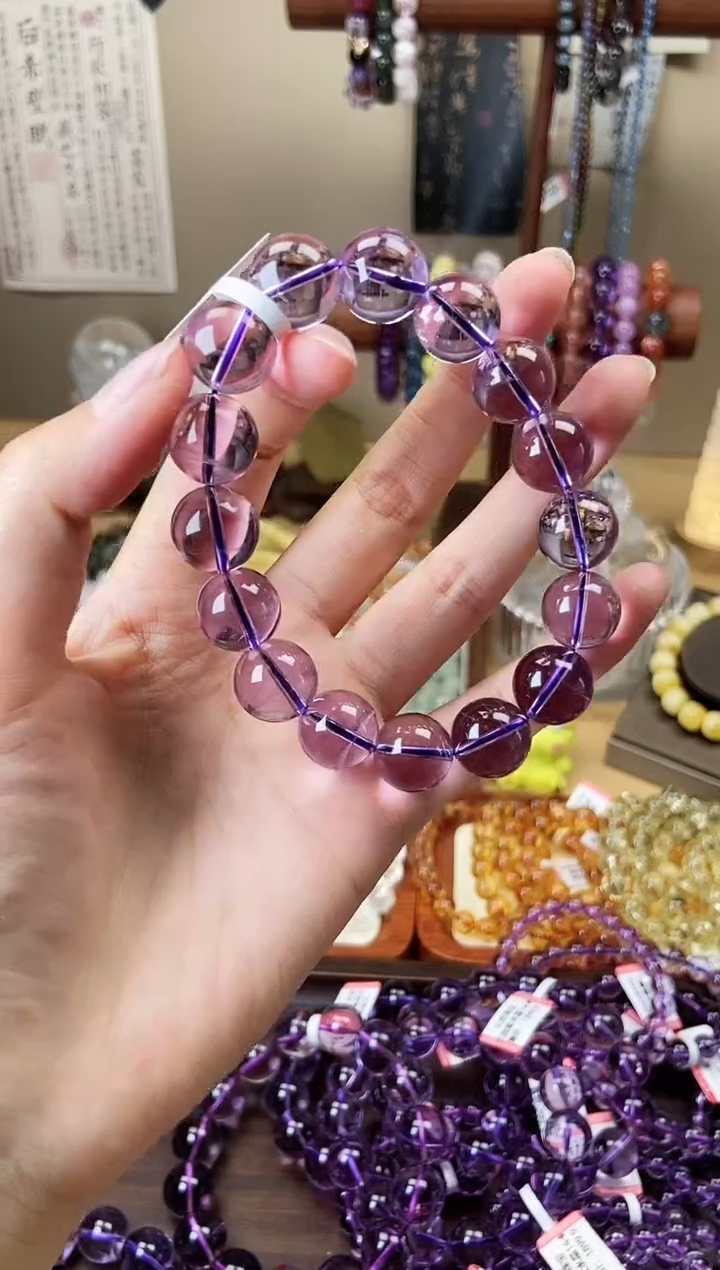 【闪购商品】水晶手链未镶嵌13.5mm巴西紫水晶